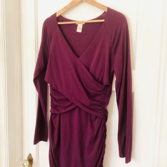 Sundance Eternal Compliments Ruched Plum Purple lined dress S flattering bodycon - Picture 4 of 11